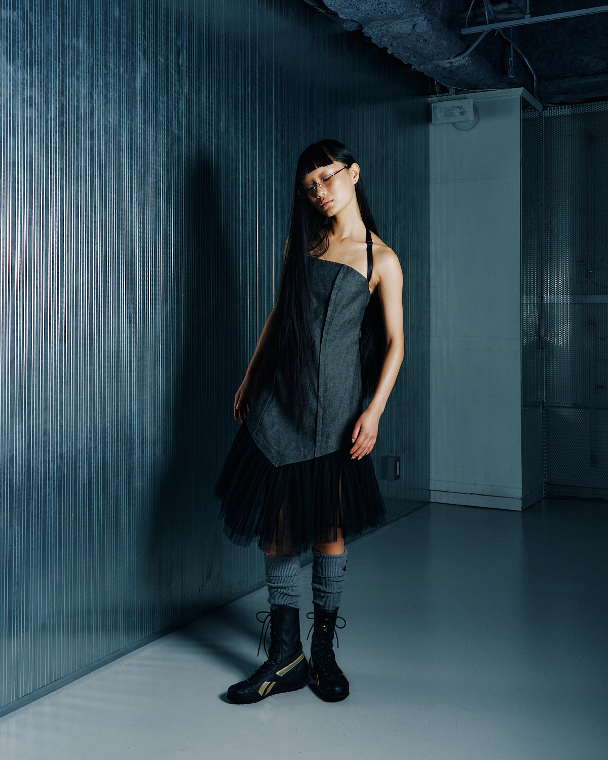 long socks with sheer (GRAY)