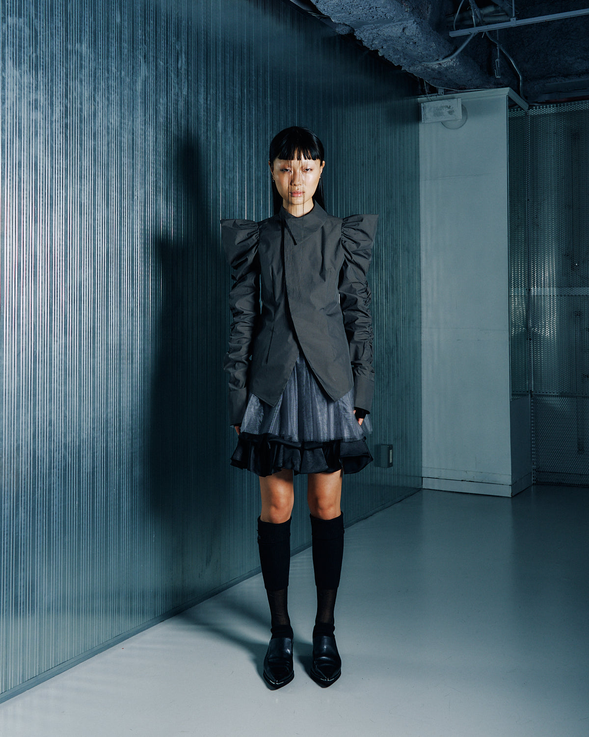 long socks with sheer (GRAY)